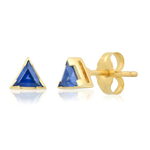 ERINESS - Blue Sapphire Triangle Stud Earrings